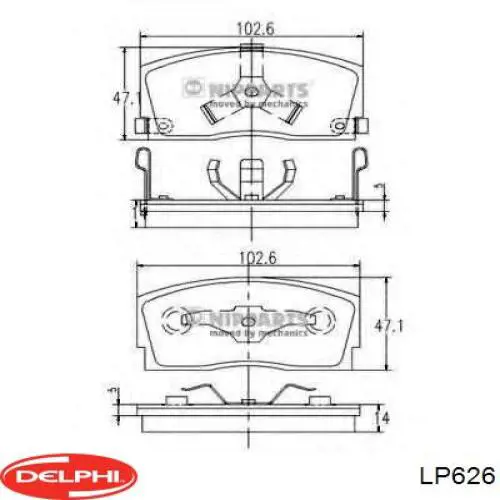 Pastillas de freno delanteras LP626 Delphi