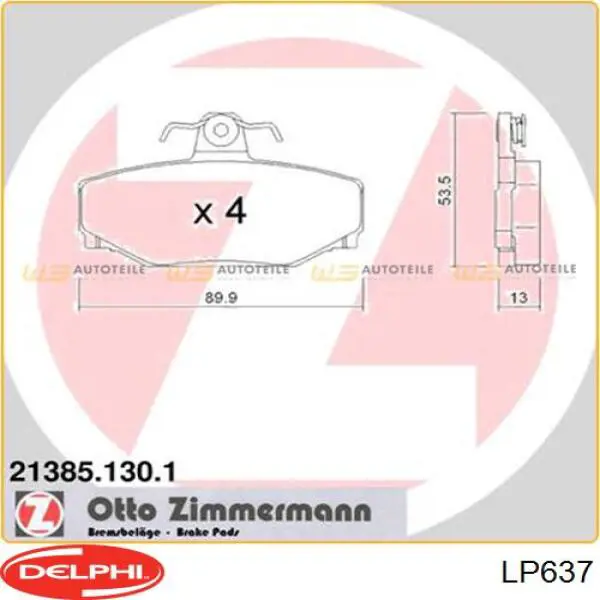 Задние тормозные колодки LP637 Delphi