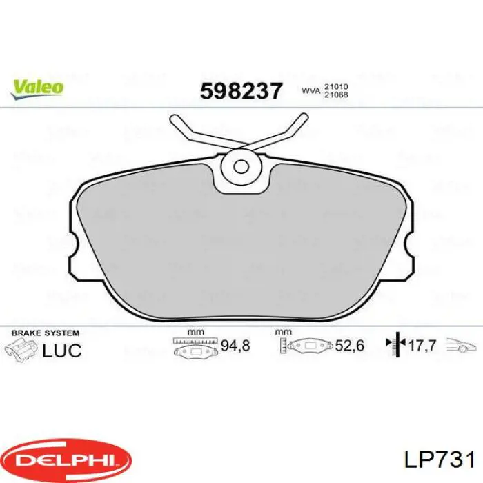 Купить LP731 Delphi Колодки тормозные