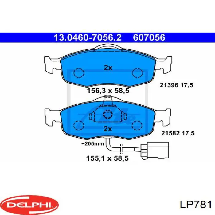 LP781 Delphi колодки тормозные передние дисковые