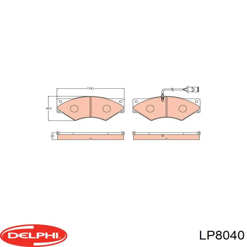 Передние тормозные колодки LP8040 Delphi