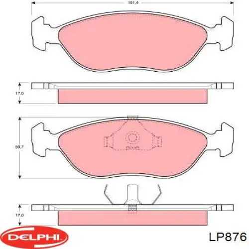 Передние тормозные колодки LP876 Delphi