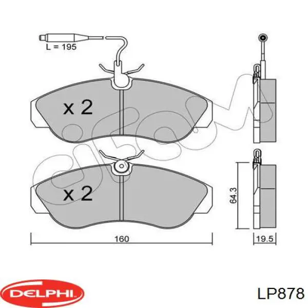 LP878 Delphi передние тормозные колодки