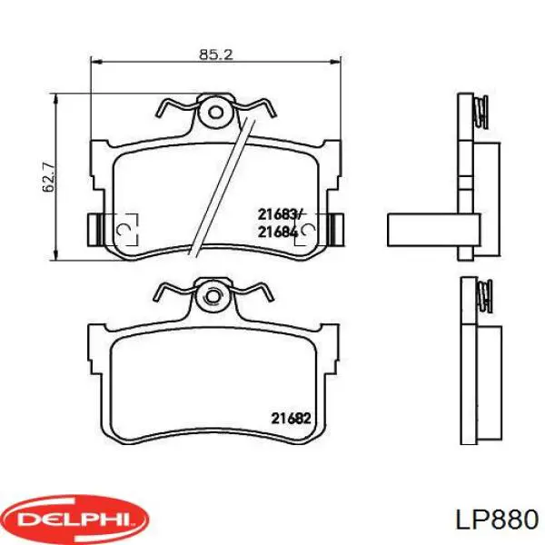 LP880 Delphi Колодки тормозные дисковые комплект