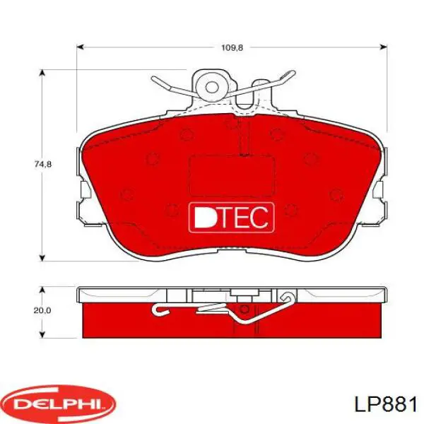 Передние тормозные колодки LP881 Delphi