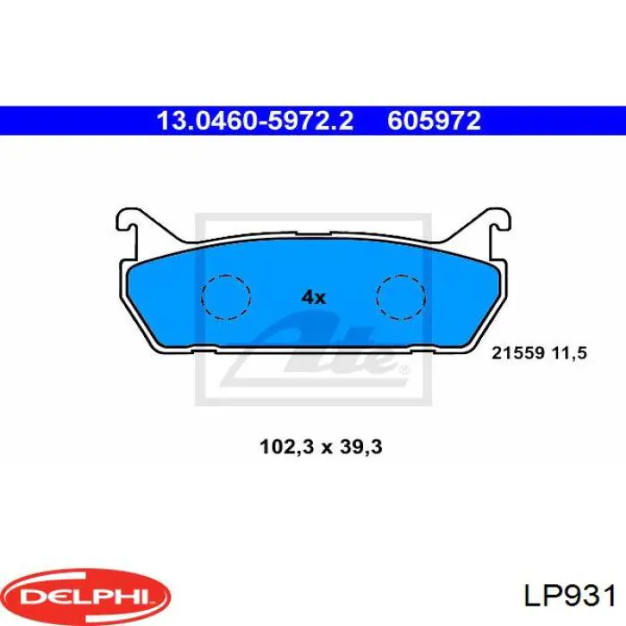 Pastillas de freno traseras LP931 Delphi