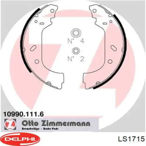 Купить LS1715 Delphi Задние барабанные тормозные колодки