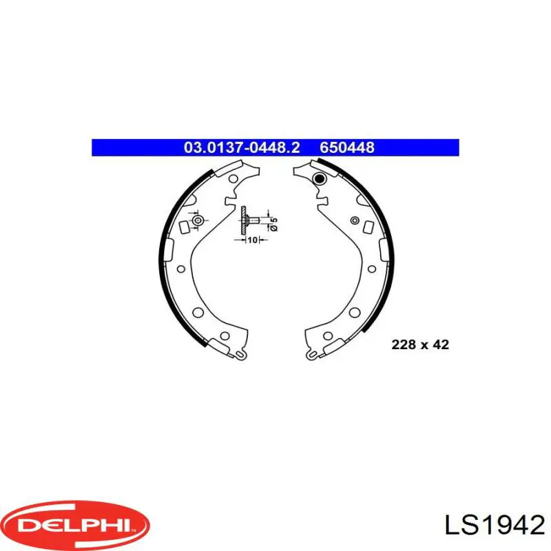 Задние барабанные колодки LS1942 Delphi