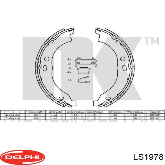 Купить LS1978 Delphi Колодки ручника/стояночного тормоза