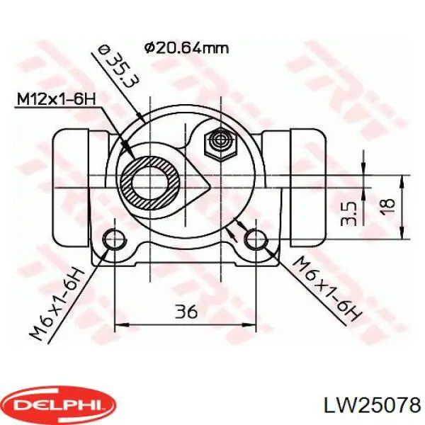 Купить LW25078 Delphi Цилиндр тормозной колесный