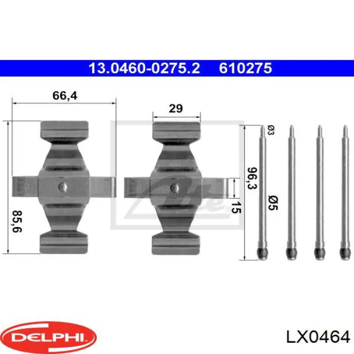 LX0464 Delphi ремкомплект тормозных колодок