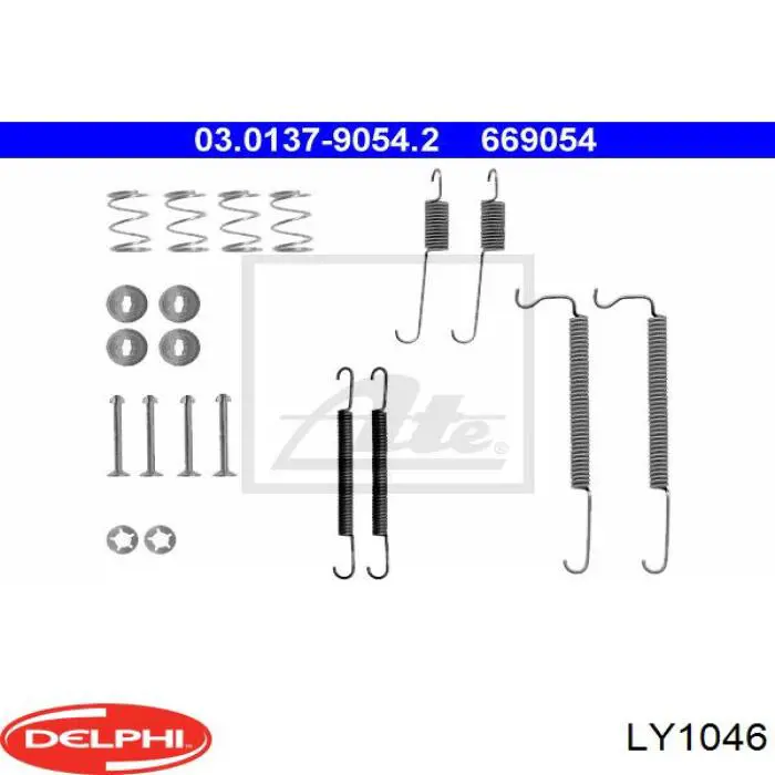 LY1046 Delphi Комплект монтажный задних барабанных колодок