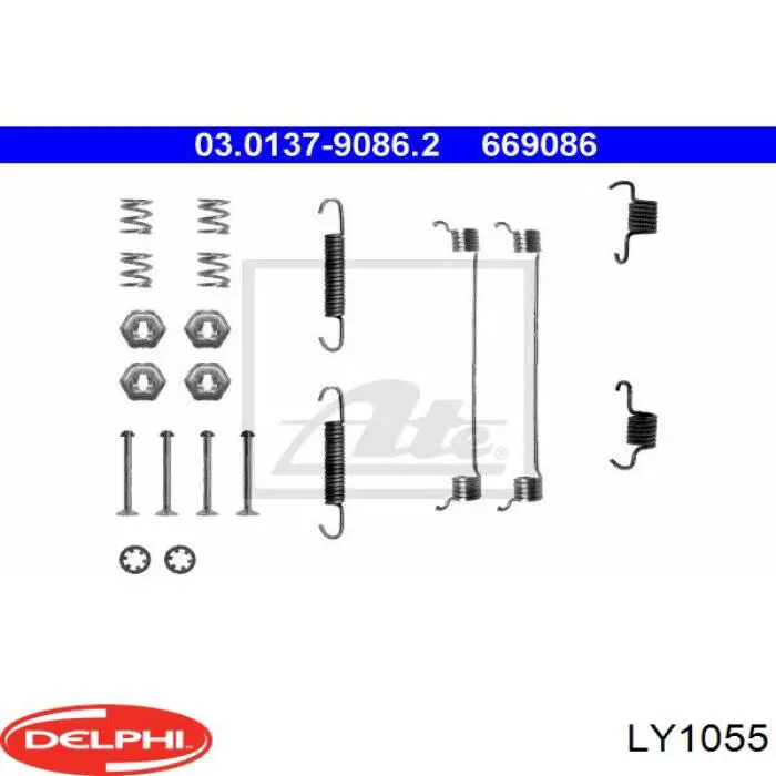 Купить LY1055 Delphi Монтажный комплект задних барабанных колодок
