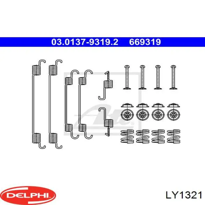 LY1321 Delphi монтажный комплект задних барабанных колодок