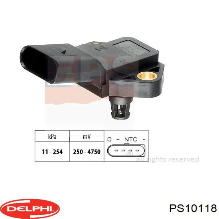 PS10118 Delphi датчик давления наддува