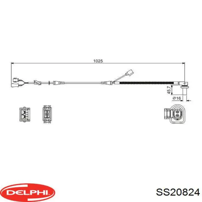 Датчик АБС (ABS) задний, левый Delphi SS20824 цена, от 22.79 USD