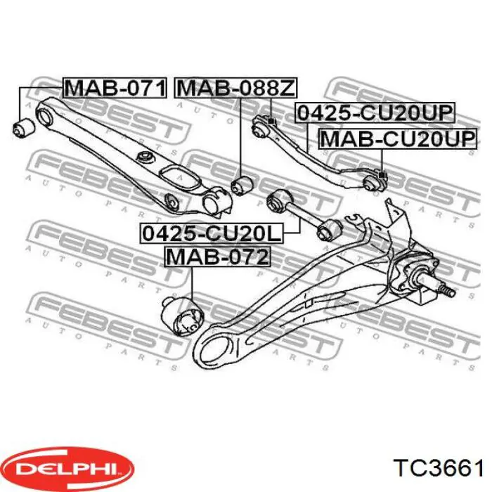 Рычаг задней подвески верхний левый и правый Delphi TC3661 цена, от 55.84 USD