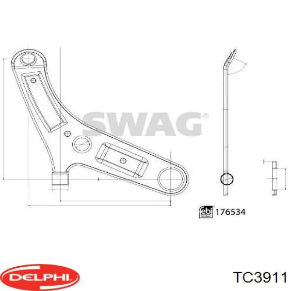 Правый рычаг передней нижней подвески Delphi TC3911 цена, от 62.66 USD