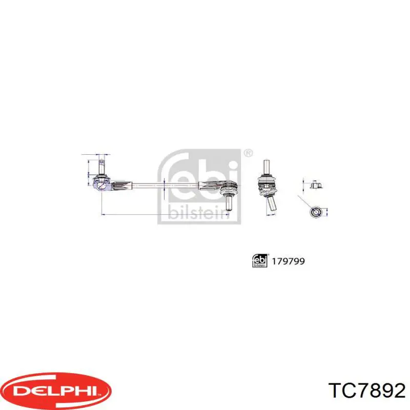 Стойка стабилизатора, переднего, правая Delphi TC7892
