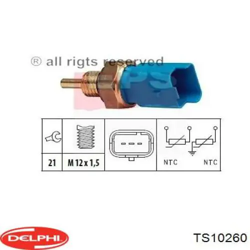 Датчик указателя температуры охлаждающей жидкости Delphi TS10260 цена, от 9.95 USD