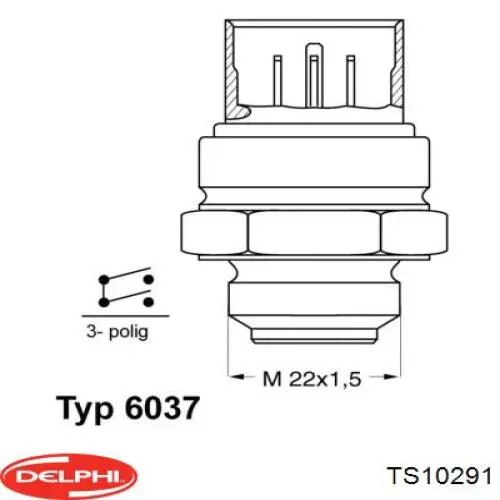 Купить TS10291 Delphi Датчик включения вентилятора радиатора 
