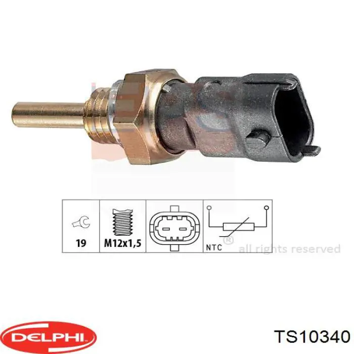 Датчик указателя температуры охлаждающей жидкости Delphi TS10340 цена, от 9.79 USD