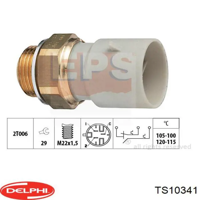 TS10341 Delphi sensor de temperatura do fluido de esfriamento (de ativação de ventilador do radiador)