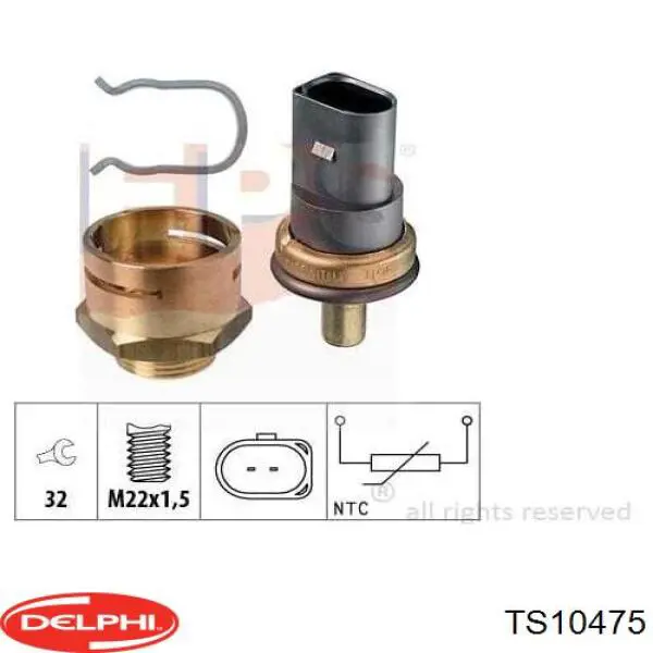 TS10475 Delphi sensor de temperatura do fluido de esfriamento