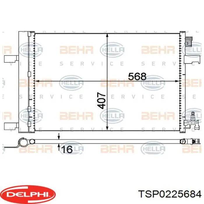 Купить TSP0225684 Delphi Радиатор системы охлаждения кондиционера