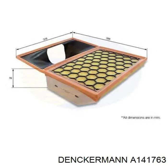 Элемент воздушного фильтра Denckermann A141763 цена, от 23.96 USD