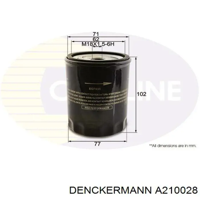 Фильтр очистки масла центробежный Denckermann A210028 цена, от 3.14 USD