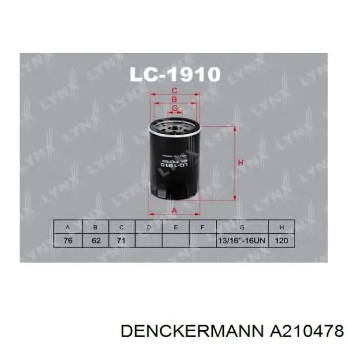 A210478 Denckermann масляный фильтр