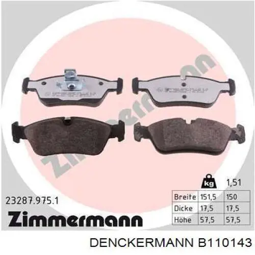 Колодки Denckermann B110143 цена, от 25.31 USD