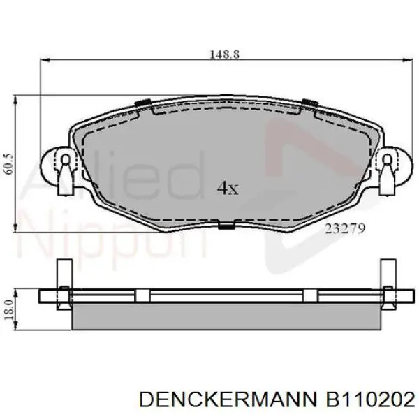 Купить B110202 Denckermann Колодки тормозные