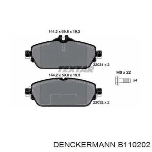 Compre B110202 Denckermann Sapatas do freio dianteiras de disco