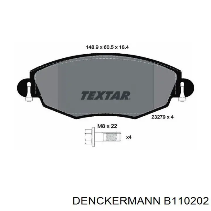 Передние тормозные колодки B110202 Denckermann