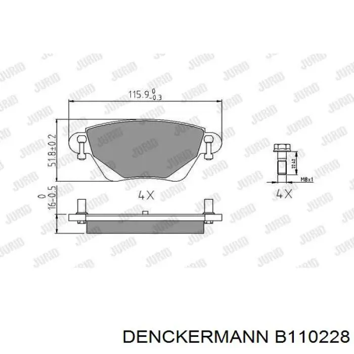 Задние тормозные колодки B110228 Denckermann