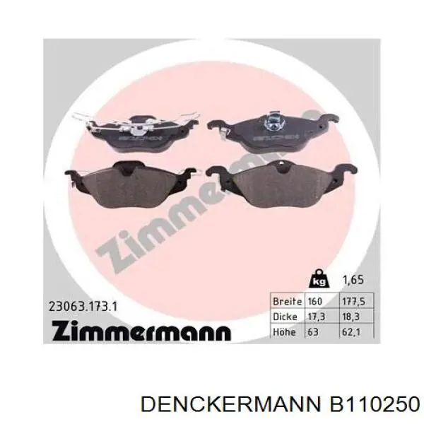Купить B110250 Denckermann Колодки тормозные