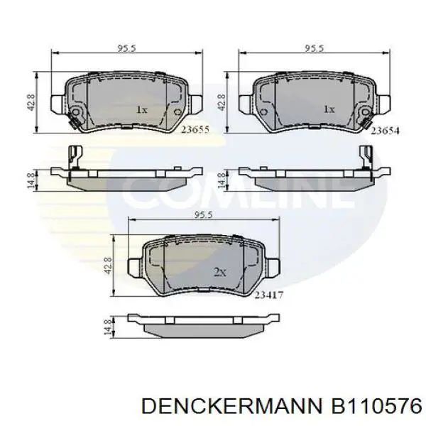 Купить B110576 Denckermann Колодки тормозные задние, дисковые