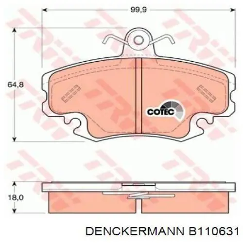 Тормозные колодки Denckermann B110631