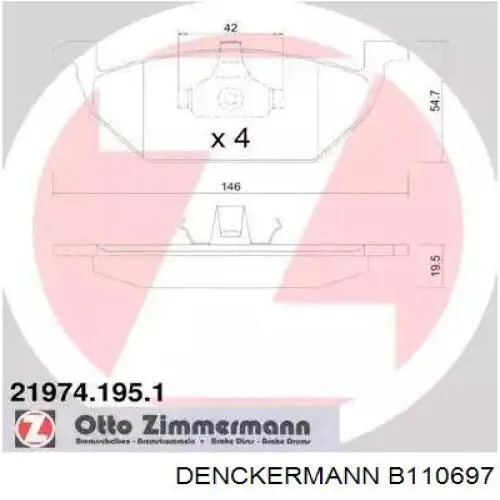 Тормозные колодки Denckermann B110697
