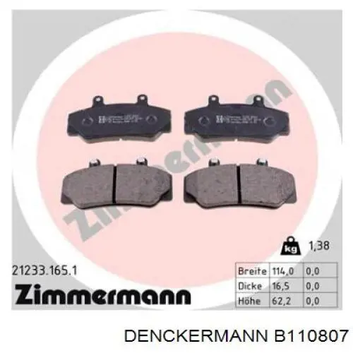 Колодки Denckermann B110807 цена, от 19.12 USD