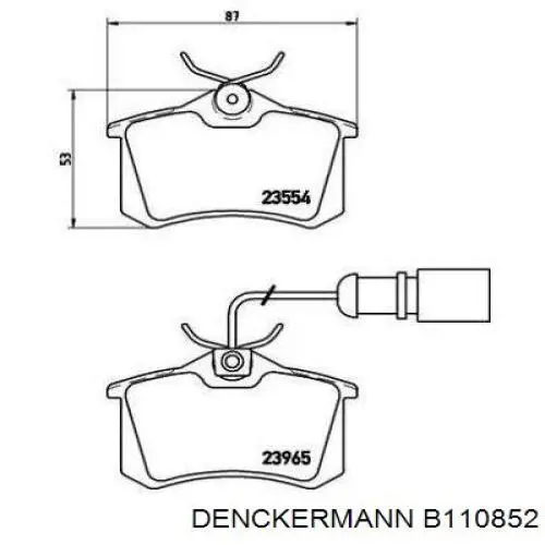 Задние тормозные колодки B110852 Denckermann
