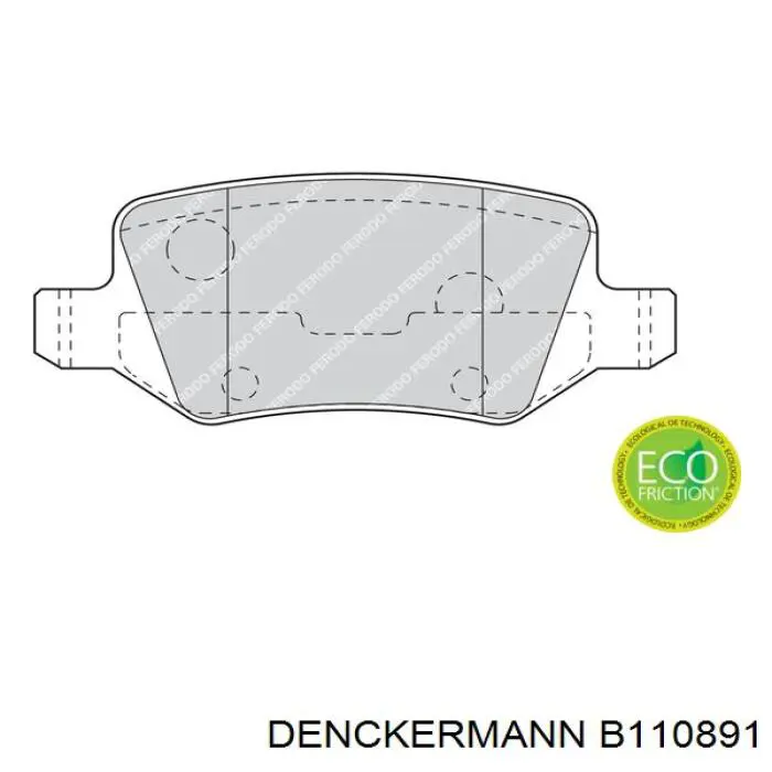 Купить B110891 Denckermann Колодки тормозные задние, дисковые