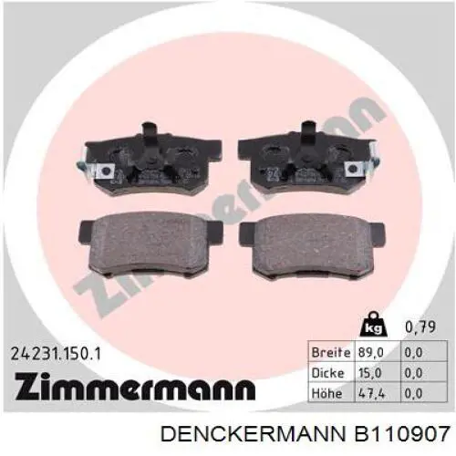 Колодки дисковые  Denckermann B110907 цена, от 15.16 USD