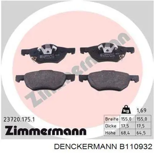 Колодки Denckermann B110932 цена, от 22.80 USD