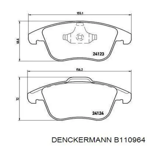 Купить B110964 Denckermann Колодки тормозные