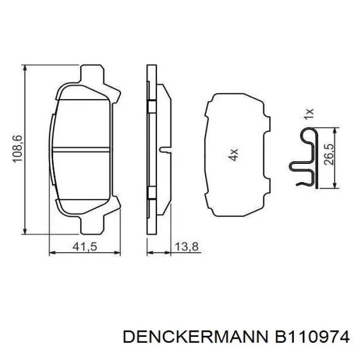 Pastillas de freno traseras B110974 Denckermann