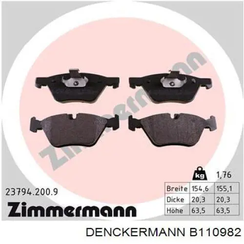 Колодки Denckermann B110982 цена, от 28.30 USD