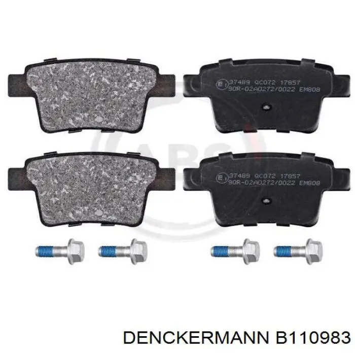 Задние тормозные колодки B110983 Denckermann